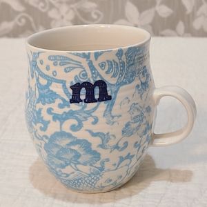 Anthropologie Homegrown Monogram Floral M Mug